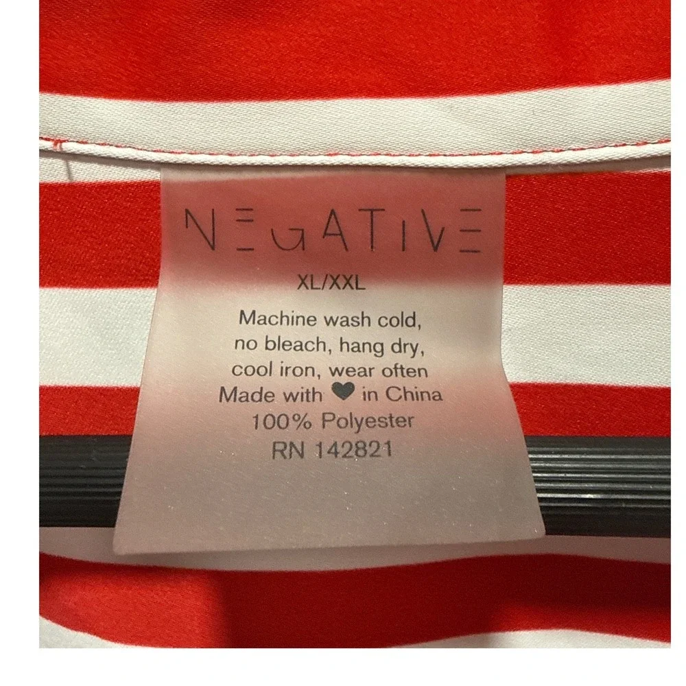 Negative Underwear Red White Striped Button Down Sleep Shirt XL XXL Lounge Top - Picture 4 of 5